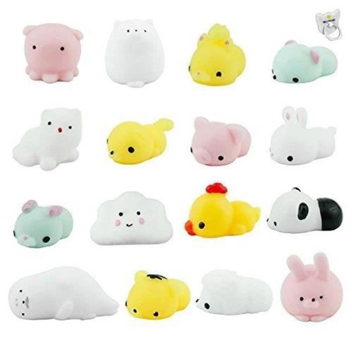 24 P'tits Squishies Kawaii Qui Montent Lentement – Animaux En Silicone Anti-Stress, Super Câlins Et Marrants (Multicolores)