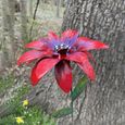 Piquets de fleurs en métal jardin hémérocalle ornements Art Floral artisanat décor pour pelouse rouge-2
