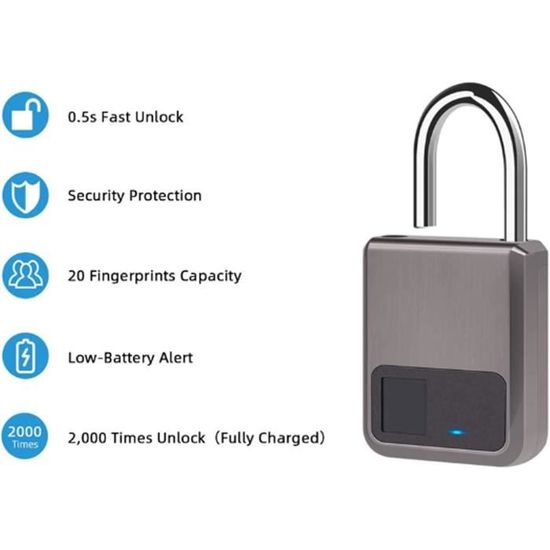 Verrouillage Biométrique Sans Clé Cadenas Empreinte Digitale STAR BOX - IP67 | Pour Valises, Vélos, Casiers Et Portes Cadenas Digital Empreinte