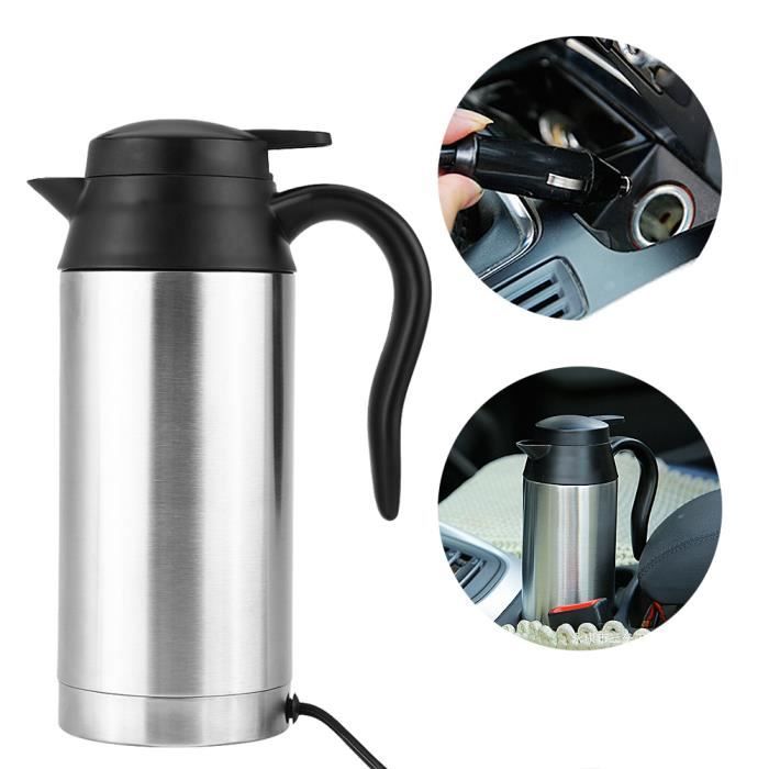 Bouilloire de voiture en acier inoxydable 750ml, allume-cigare 12V,  bouilloire électrique pour le chauffage de l'eau, du café et des boisson