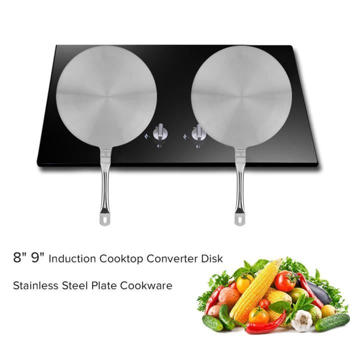 Adaptateur Induction 20 Cm - Disque Diffuseur De Chaleur Avec Poignée - Compatible Gaz, Induction & Vitrocéramique - Acier Inoxydable