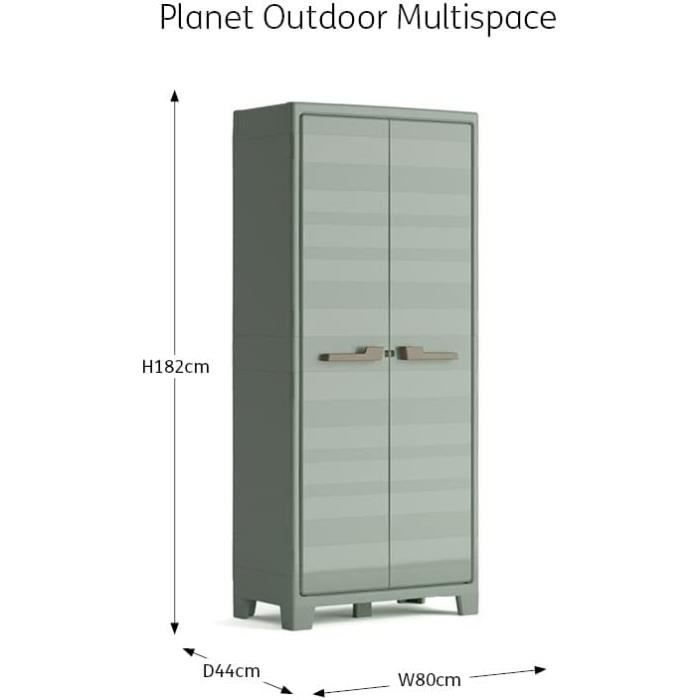 Keter Multispace Armoire 8 etageres reglables realisee en resine Outdoor 80 x 44 x 182 cm