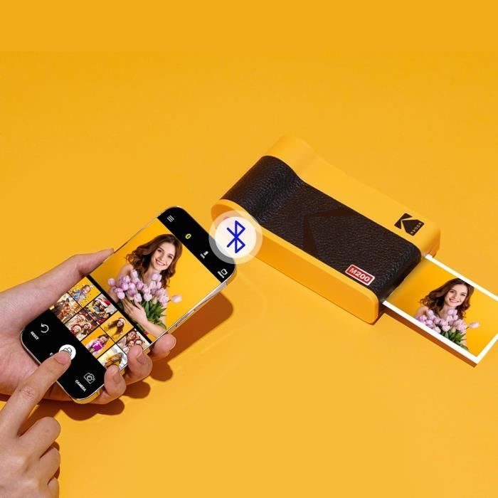 Étui Dur Renforcé RIYADAone Pour Kodak Mini Shot 2 Era 4PASS / Mini 2 Era - Protection EVA+Nylon, Sangle Intérieure, Poignée - Noir Et Jaune - 9