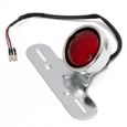 Feu Arrière Lumière Moto Rouge Scooter Support Plaque Chrome 12V-3