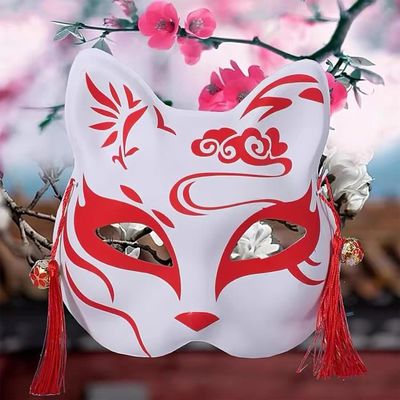 Bricolage papier blanc masque renard chat visage pâte vierge peint