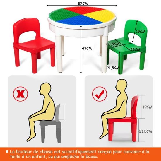 Costway Table Avec 2 Chaises Pour Enfants Avec 300 Petits Blocs 3 En 1 Table De Construction Pour Bricolage Pour 3 Ans Multicolor Cdiscount Puericulture Eveil Bebe