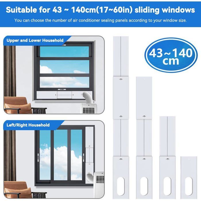 Kit Fenetre Climatiseur Mobile Tuyau Cache, Joint de Fenetre & Porte Climatisation, Calfeutrage Fenetre Climatiseur, Climatiseur Mobile - Sèche-linge - Déshumidificateurs Évacuation Facile a Installer