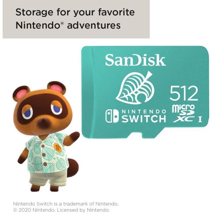 CARTE MEMOIRE SanDisk Carte microSDXC UHSI pour Nintendo Switch 512 Go