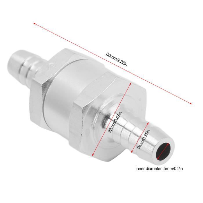 Clapet Anti-Retour Unidirectionnel Alliage Aluminium 0,2-6 Bar - 14mm Pour Carburant Essence
