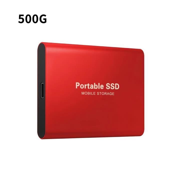 disque dur ssd externe Disque SSD mobile portable-rouge-500G