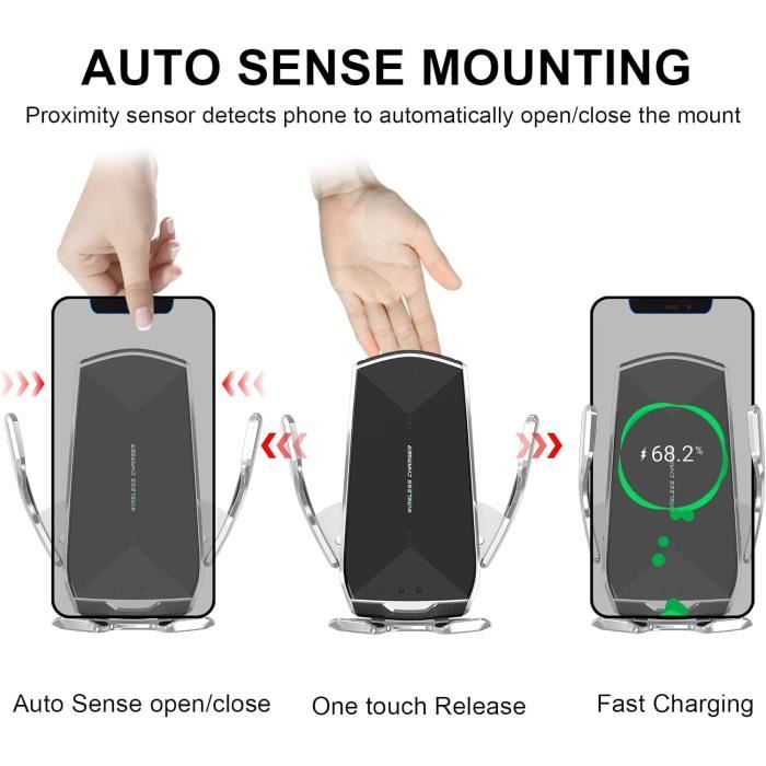Chargeur Induction Voiture 15W Magnétique - Support Téléphone Rotation 360° Ventilation Ou Tableau De Bord