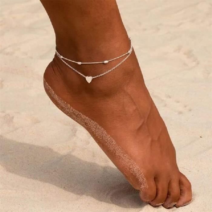 07 -Wgoud – Bracelet de cheville bohème pour femmes, perle marguerite