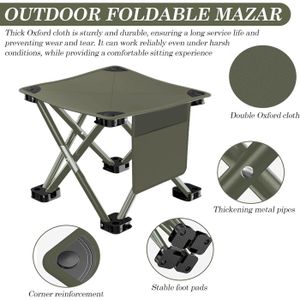 Tabouret Pliant Portable Rétractable - Camping Pêche Jardin - Noir