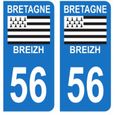 Autocollants Stickers plaque immatriculation voiture auto département 56 Morbihan Logo Région Bretagne Breizh Symbol-0