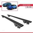 Compatible avec Nissan Qashqai 2014-2023 HOOK Barres de Toit Railing Porte-Bagages de voiture Avec verrouillable Alu NOIR-0
