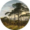 papier peint panoramique rond adhésif paysage italien vert foncé - Ø 70 cm - 158987-0