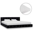CES- Cadre de lit double avec tête de lit avec matelas Noir Velours 180 x 200 cm -9786624217062-0