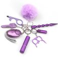 Omabeta porte-clés de protection pour femmes Ensemble de porte-clés de protection, 8 pièces, ensemble de auto roue Violet-0