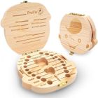 BRAVO ALFRED Boite à dents de lait garçon en bois - Cadeau idéal pour la naissance d'un enfant avec différents emplacements pour ses dents