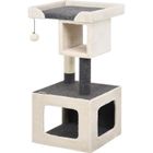 GOPLUS Arbre à Chat à 2 Niveaux avec Perchoirs Confortables,Maison de Jeu pour Chatons,Cadre d'Escalade Chat,avec Poteaux en Sisal