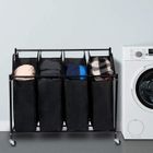 Chariot de Panier à Linge - Corbeille à Linge avec 4 roulettes en Métal - Sacs en Tissu Amovibles Durables, (4 Sacs) - LEMAIJIAJU
