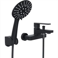 Mitigeur de douche avec douchette Mitigeur de douche noir Mitigeur de bain mural avec support et flexible de douche 150 cm-MCJ