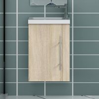 Ensemble meuble de salle de bain moderne avec vasque intégrée 45cm - Bois - Contemporain - Design - Aspect bois