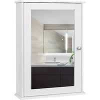 EUGAD Armoire de Toilette avec Miroir Armoire Murale Rangement Salle de Bain MDF 42x12x58,5 cm Blanc