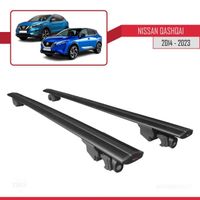 Compatible avec Nissan Qashqai 2014-2023 HOOK Barres de Toit Railing Porte-Bagages de voiture Avec verrouillable Alu NOIR