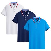 Lot de 3 Polo Homme Ete Manches Courtes T-Shirt Elegant Couleur Unie Casual Top Respirant Tissu Confortable - Blanc/marine/bleu