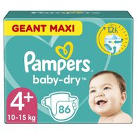 Couches PAMPERS Baby-Dry Taille 4+ - x86 - Blanc - Paquet de 86