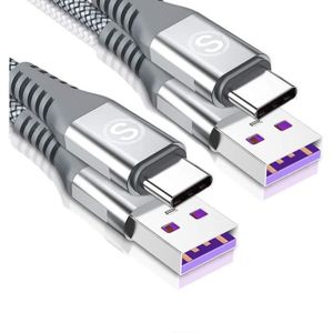 CHARGEUR TÉLÉPHONE USB C 5 A Huawei [2 pièces 1M] Câble de Charge Rap