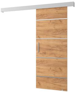 PORTE COULISSANTE Système de porte coulissante murale intérieure - ABIKSMEBLE Salwador 4 - avec cache rail, 80x204cm - Craft Or Blanc Argent