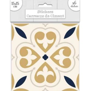 Sticker Mural Carrelage adhésif Cuisine Salle de Bain - 9 STICKERS CARREAUX  DE CIMENT MARBRE BEIGE DE CALI - 30x30cm