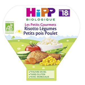 PLATS CUISINÉS Hipp Bio Les Petits Gourmets Assiette Risotto Légumes Petits Pois Poulet +18m 260g