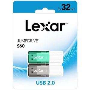 CLÉ USB Pack de 2 clés USB Lexar JumpDrive S60 32 Go Noir 