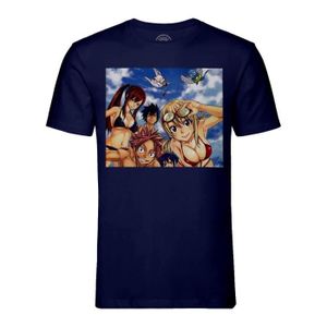 T-SHIRT T-shirt Homme Col Rond Bleu Fairy Tail Manga Natsu