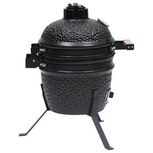 BARBECUE Barbecue à fumoir Kamado 2-en-1 Céramique 56 cm Noir Qqmora XY18555