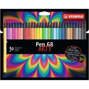 STABILO Pen 68 MAX - ARTY - Stylo feutre Premium à pointe biseautée épaisse  - Coffret