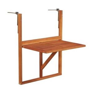 TABLE DE JARDIN  Table suspendue de balcon - VIDAXL - Bois d'acacia massif - Pliable - 64,5x44x80 cm