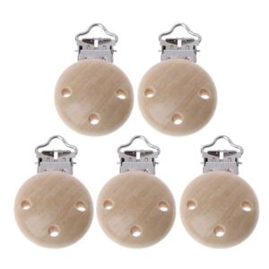 Accroche T/étine en Bois Attache Sucettes Pacifier Chain Clip Couronne D/écoration pour B/éb/é Anneau de Dentition Blanc