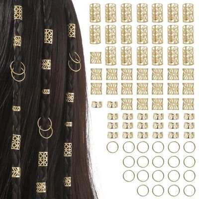Lot De 100 Bijoux Pour Dreadlocks – Or – 5 Modèles – Accessoires Cheveux Réglables – Cadeau Idéal