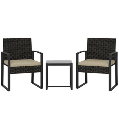 Ensemble table et chaises de jardin en aluminium et résine tressée FIZZ - Noir - Jardin