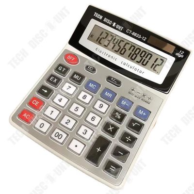 Calculatrice Bureau 12 Chiffres TopHomer - Double Alimentation Solaire/pile, Grand écran, Portable