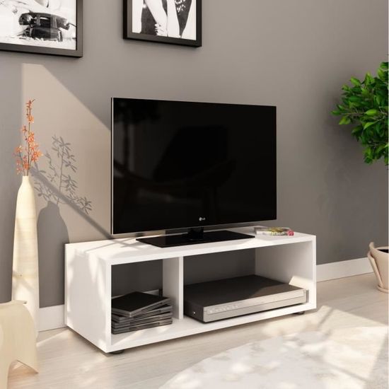 BOOM Meuble TV contemporain blanc mat - L 80 cm