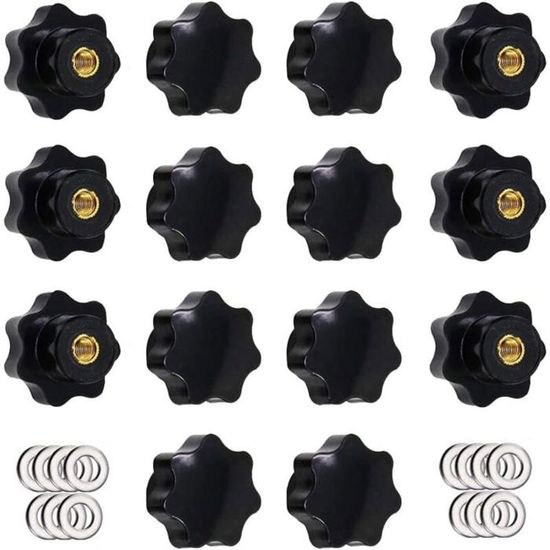 sourcingmap Boutons de Serrage Lot de 6 M4 x 10 fileté moleté Boutons