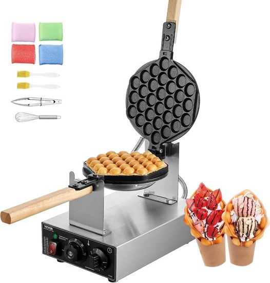 Gaufrier Commercial VEVOR 2000W – Machine à Gaufres Belges Rectangulaires Double, Acier Inox, Anti-Adhésif, Contrôle Température & Minuterie, Pour Café Snack Boulangerie