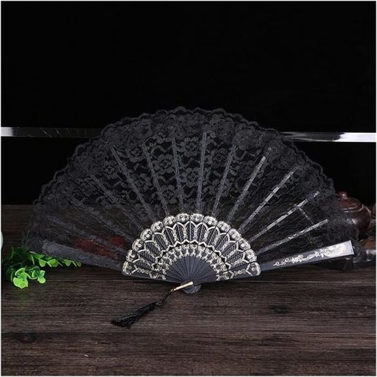 Éventail Pliant à Main, éventail Décoratif Portable Noir Et Rouge De Style Chinois For Mariage (Rouge)(Red