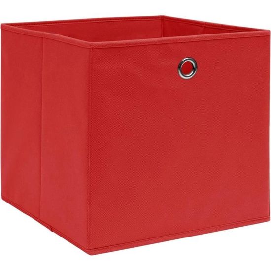 Boîtes De Rangement Pliables En Tissu Non Tissé - Lot De 4, 28x28x28 Cm, Rouge, Pour Maison Et Placards