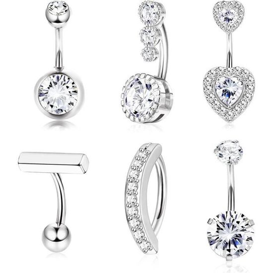 Liuchanghe 8Pcs 14G Piercing Nombril Acier, Piercing Corporel
